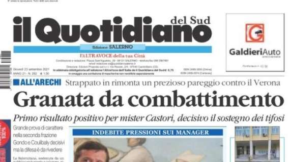 Il Quotidiano del Sud sulla rimonta della Salernitana: "Granata da combattimento"