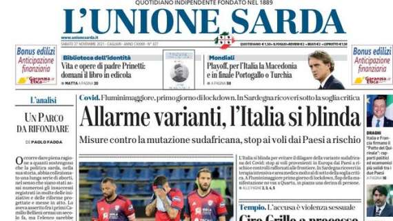 L'Unione Sarda: "Beffa atroce per il Cagliari. A fine gara la contestazione dei tifosi"