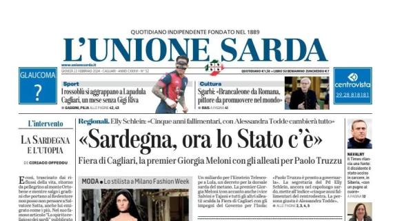 L'Unione Sarda: "I rossoblù si aggrappano a Lapadula. Cagliari, un mese senza Riva"