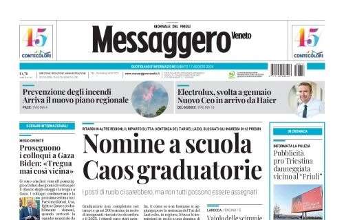 La prima pagina del Messaggero Veneto: "Riparte la Serie A. Forza Udinese"