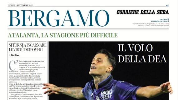L'apertura di oggi del Corriere di Bergamo sui nerazzurri: "Il volo della Dea"