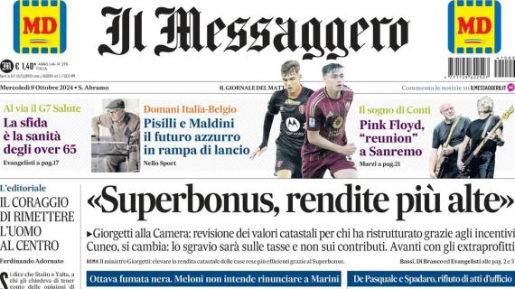 Il Messaggero in prima pagina: "Pisilli e Maldini, il futuro azzurro in rampa di lancio"