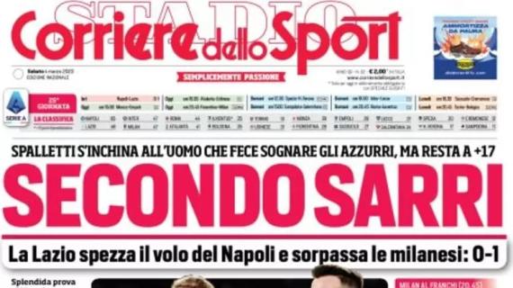 L'apertura del Corriere dello Sport sull'impresa della Lazio: "Secondo Sarri"