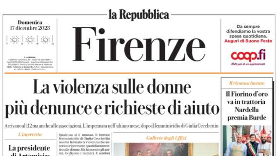 La Repubblica-Firenze: "Gonzalez fuori due mesi. Fiorentina, oggi il Verona"