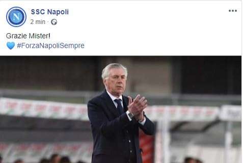 Napoli, il saluto ad Ancelotti: "Grazie mister"