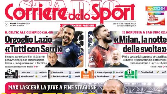 Il Corriere dello Sport in prima pagina sulla panchina della Juve: "L'ultimo Allegri"