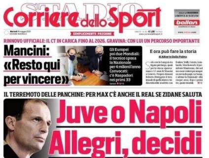 L'apertura del Corriere dello Sport: "Juve o Napoli, Allegri decidi!"