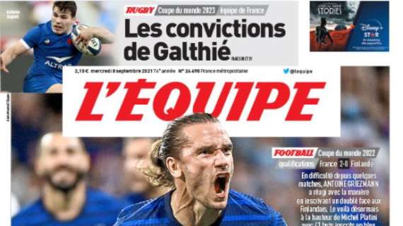 L'apertura de L'Equipe sulla Francia: "Il bel colpo di Grizou"