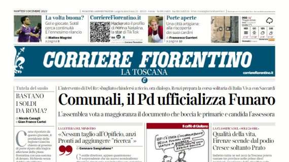 L'apertura di oggi del Corriere Fiorentino sul rilancio di Sottil: "La volta buona?"