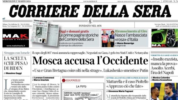 CorSera in apertura: "Insulto razzista, manca la prova: assolto Acerbi, l'ira del Napoli"