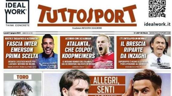 Tuttosport in apertura: "Allegri senti Iachini: 'Vlahovic-Dybala coppia Juve'"