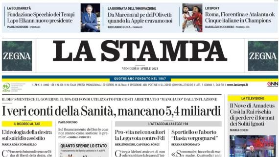 La Stampa titola: "Roma, Fiorentina e Atalanta ok. Cinque italiane in Champions"