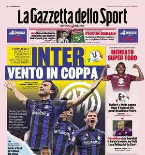 La prima pagina de La Gazzetta dello Sport sulla Coppa Italia: "Inter, vento in coppa"