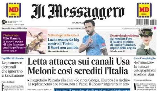 Il Messaggero: "Lazio, esame da big contro il Torino. E Sarri non cambia"