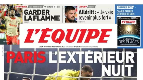 L'Equipe titola in prima pagina sul ko del PSG col Milan: "Parigi, serata storta"