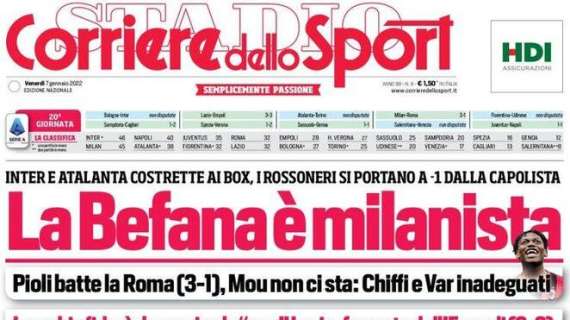 L'apertura del Corriere dello Sport: "La Befana è milanista"