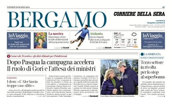 Il Corriere di Bergamo sull'Atalanta: "Verso Napoli alla ricerca di punti, forfait di Kvara"