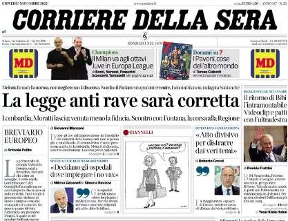 Corriere della Sera: "Il Milan va agli ottavi, Juve in Europa League"