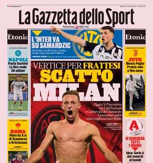 La prima pagina de La Gazzetta dello Sport: "Vertice per Frattesi: scatto Milan"