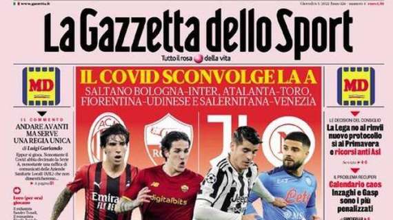 L’apertura odierna de La Gazzetta dello Sport sulla questione rinvii: “Scudetto a ostacoli”