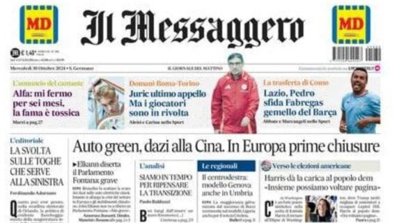 Il Messaggero titola: "Juric ultimo appello. Pedro sfida l'ex compagno Fabregas"