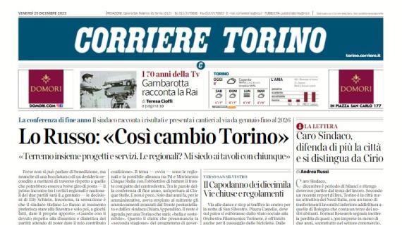 Il Corriere di Torino titola così sui granata: "Toro, a Firenze l'ultima del 2023"