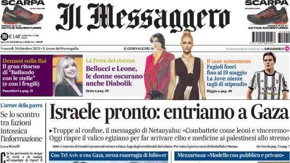 L'apertura de Il Messaggero: "Fagioli fuori fino al 19 maggio: niente taglio di stipendio"