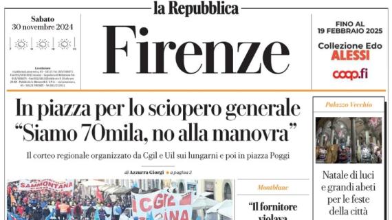 Domani c'è l'Inter, La Repubblica (ed. Firenze): "Fiorentina, una notte senza vertigini"