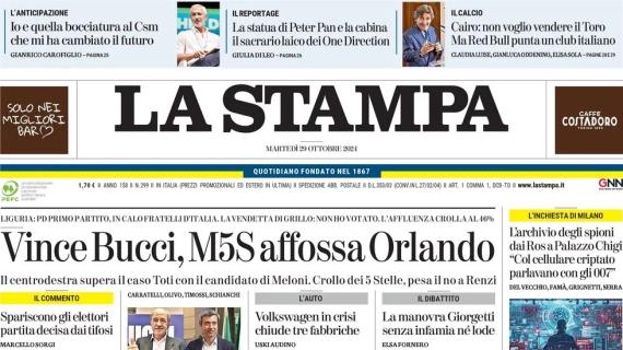 La Stampa apre con Cairo: "Non voglio vendere il Toro". Ma Red Bull punta l'Italia