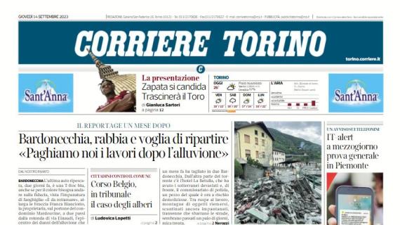 Il Corriere di Torino apre con i granata: "Zapata si candida: trascinerà il Toro"