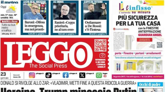 La prima pagina di Leggo stamani su Ranieri: "Coppa prioritaria, no al turnover"