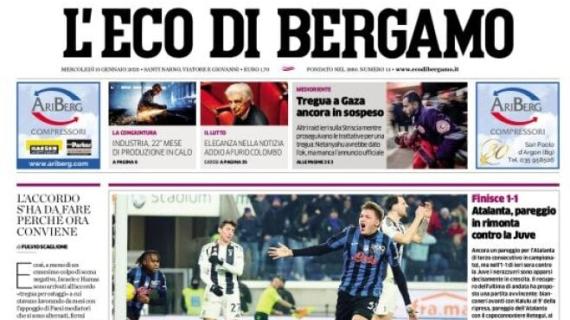 L'Eco di Bergamo apre così: "Atalanta, pareggio in rimonta contro la Juve"