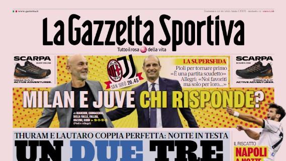 La Gazzetta dello Sport in prima pagina: "Un due tre Inter! Thuram-Lautaro, coppia perfetta"