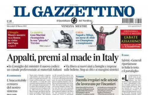 Il Gazzettino titola: "Napoli e Milan, un mese di sfide, tra Champions e campionato"