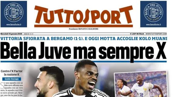 Tuttosport apre con l'ennesimo pareggio bianconero: "Bella Juve ma sempre X"