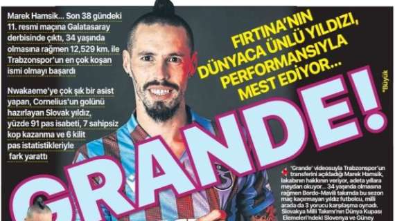 Hamsik si è preso il Trabzonspor e fa impazzire la stampa turca. Fanatik titola: "Grande!"
