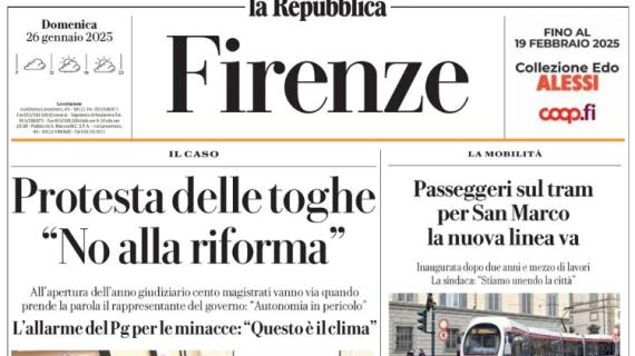 La Repubblica (ed, Firenze) in taglio basso: "Fiorentina contro la Lazio per ripartire"