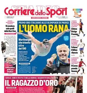 L'apertura del Corriere dello Sport è sullo sbarco a Roma di Soulé: "Il ragazzo d'oro"