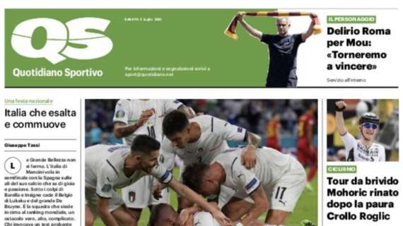 Italia avanti. Il QS in apertura: "Furie azzurre: è semifinale!"
