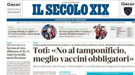 Il Secolo XIX: "La Samp affonda, D'Aversa a rischio. Il Genoa rimonta all'ultimo minuto"