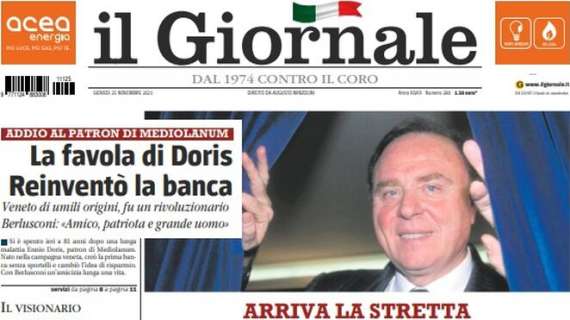 Il Giornale in apertura stamani sui nerazzurri: “L’Euro-Inter torna fra le big dopo 10 anni”