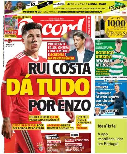 Le aperture portoghesi - Rui Costa preferisce Enzo Fernandez ai soldi