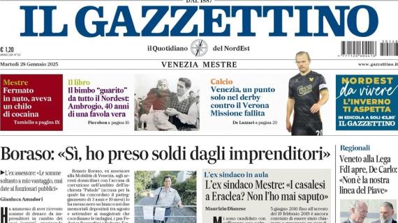 Venezia, missione fallita. Il Gazzettino titola: "Un punto solo nel derby contro il Verona"