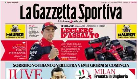 L'apertura de La Gazzetta dello Sport sulla Juventus: "La luce Di Maria"