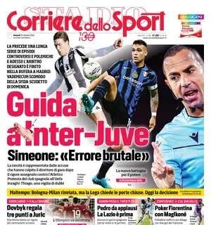 Il Corriere dello Sport in apertura: "Guida a Inter-Juventus: l'arbitro è nella bufera"