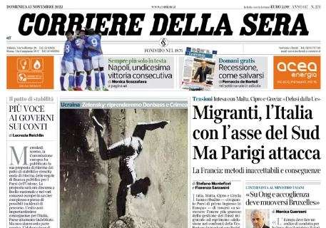 Corriere della Sera in taglio alto: "Napoli, undicesima vittoria consecutiva"