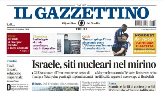 Il Gazzettino: "Thuram spinge l'Inter, l'Udinese con Zemura ritrova la vittoria"