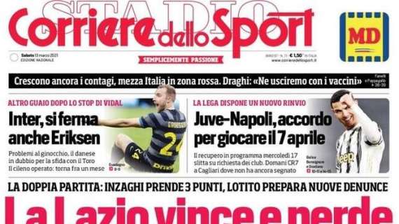 L'apertura del Corriere dello Sport: "La Lazio vince e perde"