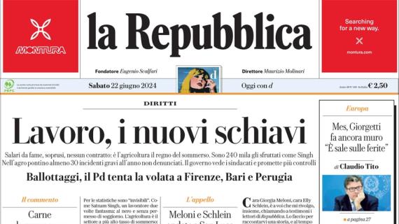 La Repubblica in prima pagina: "Baggio picchiato e rapinato nella sua villa"