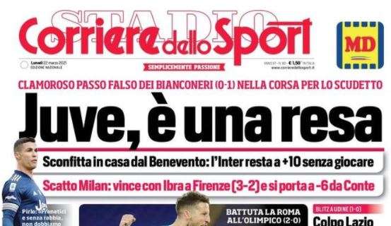 L'apertura del Corriere dello Sport: "Juve, è una resa"